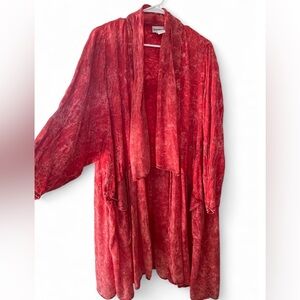 Vintage Duster Coral Robe Sweater Lounge Coat Hippie Artsy Unique Art to Wear OS